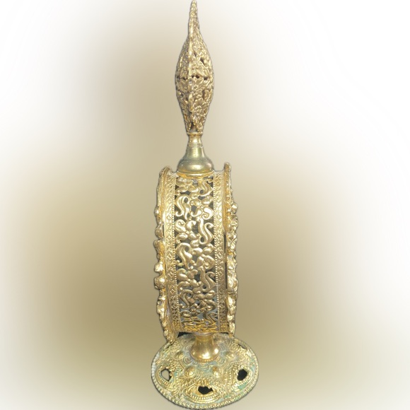 Perfume Bottle Ornate GoldGilt Vanity”Style Built”Ormolu Filigree Hollywood Reg. - Picture 12 of 12